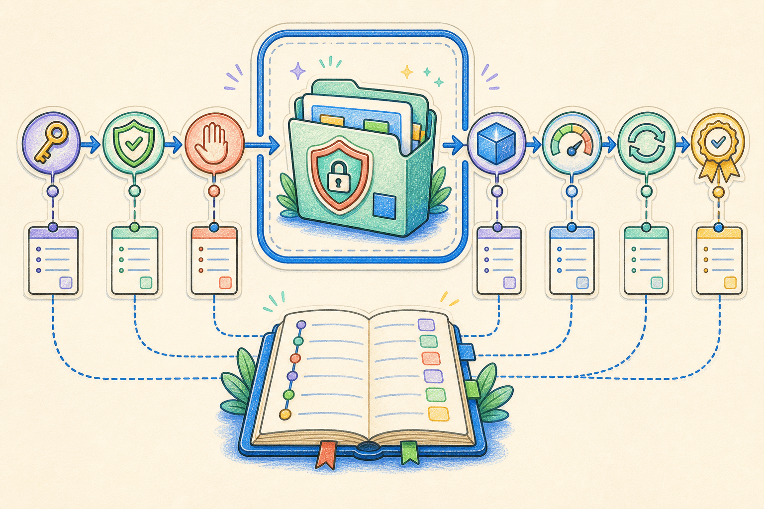 Workspace, policy, approval, sandbox, budget, recovery, and verification gates recorded in the ledger